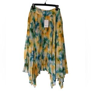 MISA Los Angeles Pleated Watercolor Floral Chiffon Skirt - Size M - NWT